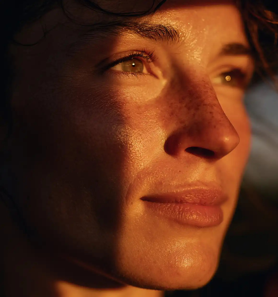 Close-up of athlete's face in golden hour light — Suplar Athletics mindset